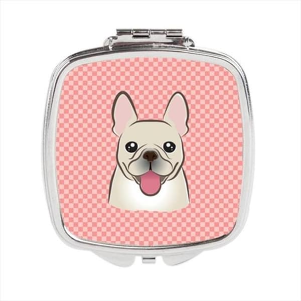 Carolines Treasures Carolines Treasures BB1238SCM Checkerboard Pink French Bulldog Compact Mirror; 2.75 x 3 x .3 In. BB1238SCM - main
